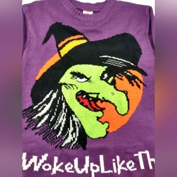 Halloween Knit Sweater Wicked Witch Unisex SZ Small-Medium - Picture 2 of 12